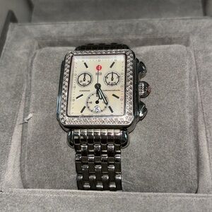 MICHELE Deco Chronograph Stainless Steel Diamond Watch